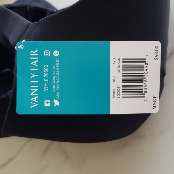 Vanity Fair Full Figure Beauty Back Smoothing Underwire Bra Black, 42G 76380 - Picture 10 of 11